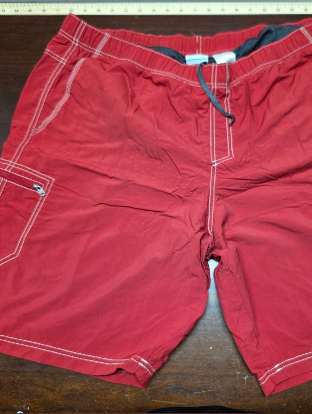 Columbia Red Men's Outdoor Swim Shorts with Contrast Stitching